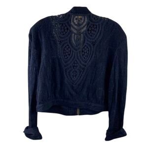 Free People crochet and lace cropped jacket / sz L